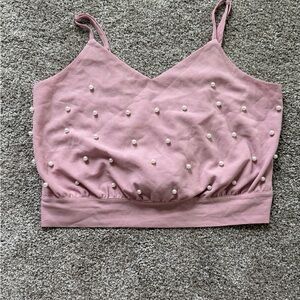 SHEIN Pink Pearl-Studded Camisole